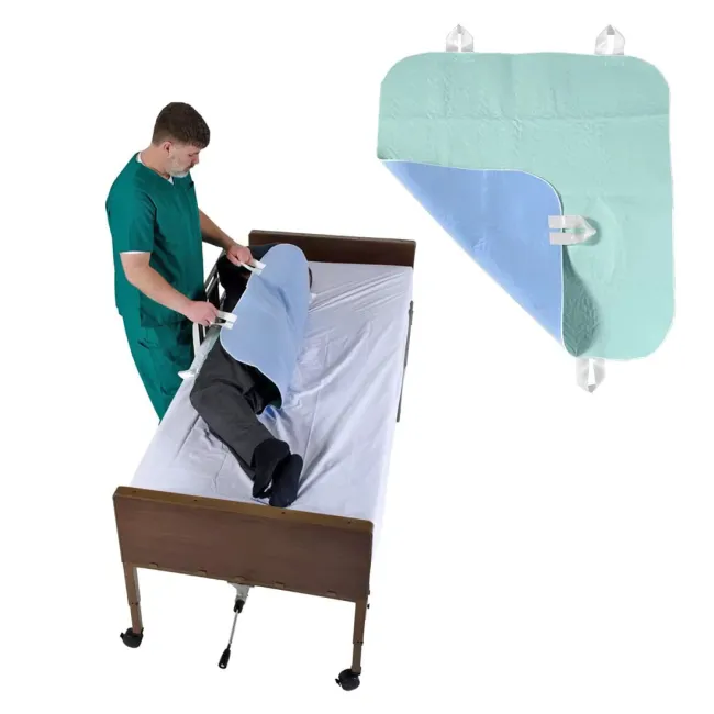 Aleză impermeabilă reutilizabilă 85 x 90 cm, absorbantă, cu 4 mânere pentru repoziționare