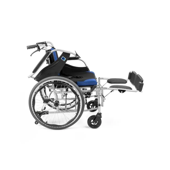 Scaun rulant manual din aluminiu Premium-TIM – albastru