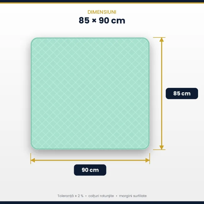Aleza reutilizabilă premium, lavabila si impermeabilă cu uscare rapidă , dimensiune 85x90 cm, Golden Protect