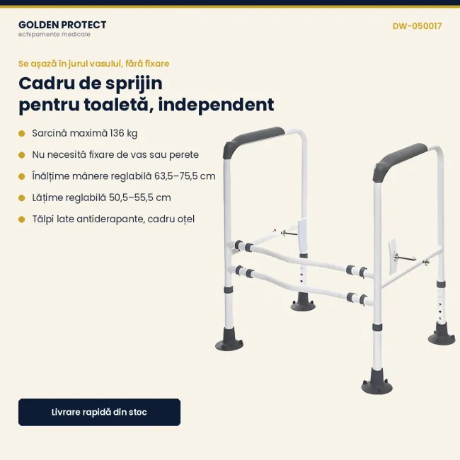 Cadru de sprijin pentru toaletă, independent, reglabil pe înălțime și lățime, sarcină 136 kg