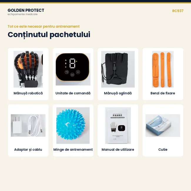 Mănușă robotică de recuperare a mâinii, cu mănușă oglindă, 9 niveluri, moduri automat / oglindă / rezistență,