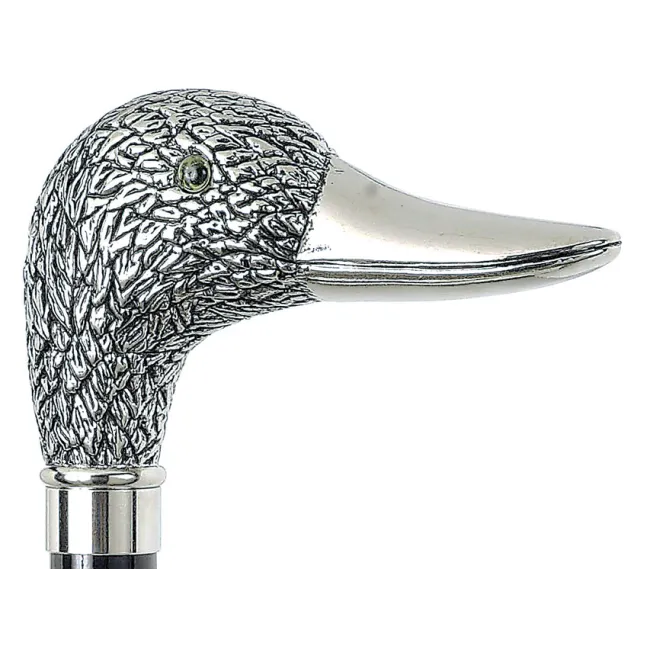 Baston din lemn de fag Tiepolo cu mâner cromat tip gâscă, negru, 92 cm (1 buc)