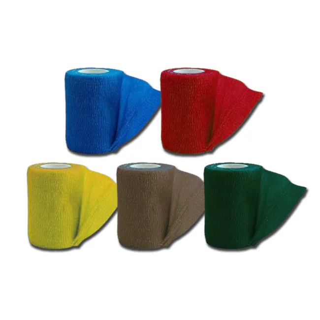 Bandaj elastic coeziv din material netesut 4,5 m × 10 cm, mix 5 culori (cutie 10 buc)