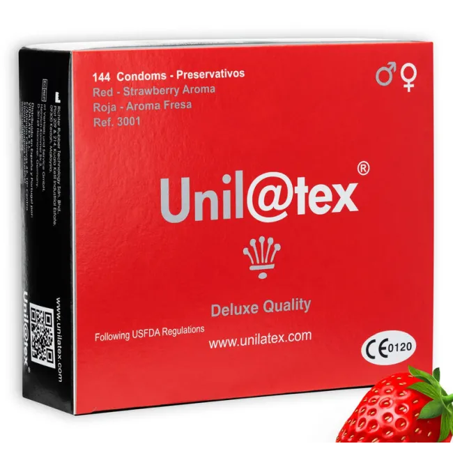Prezervative Unilatex Red cu aromă de căpșuni – 144 bucăți