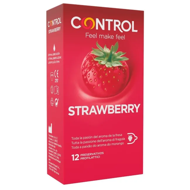 Prezervative Control Adapts cu Aromă de Căpșuni, 12 buc