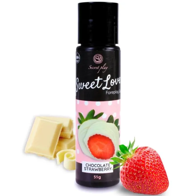 Gel lubrifiant comestibil SecretPlay Sweet Love — Căpșuni și Ciocolată Albă 60 ml