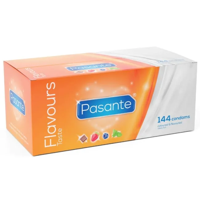 Prezervative Pasante Flavors – aromate și colorate, 144 bucăți