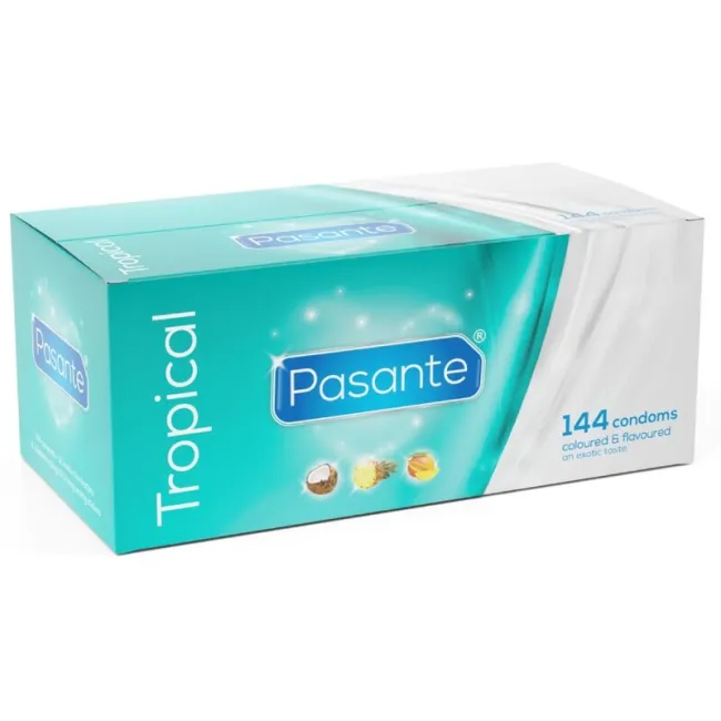 Prezervative Pasante Tropical Flavors – 144 buc, trei arome exotice
