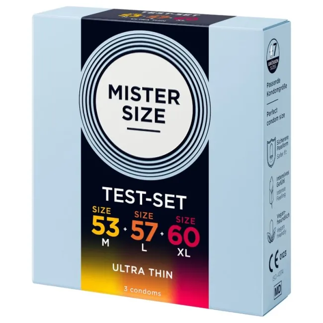 Prezervative Mister Size Sample Pack – 53, 57, 60 mm, set 3 bucăți