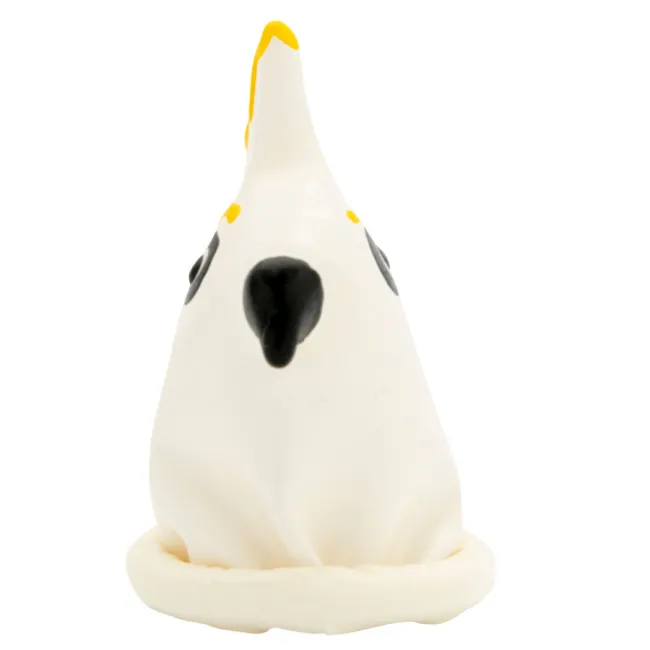 Prezervativ decorativ pictat manual Condomerie Parrot White