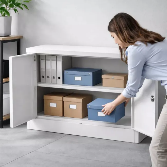 Fișet metalic, 2 uși, 1 poliță, 35 kg/poliță, 900x400x600mm, gri, B126 B4U