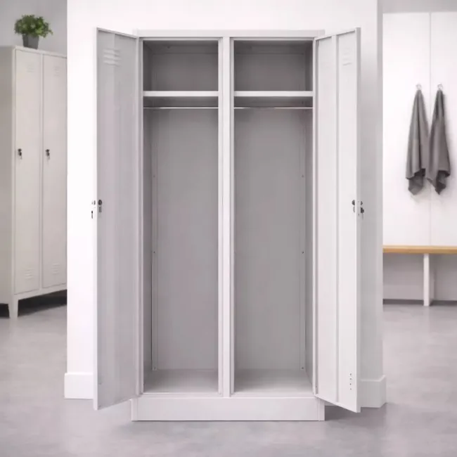 Vestiar metalic, 2 compartimente, bară umerașe, 600x450x1800mm, gri, A891/8 B4U
