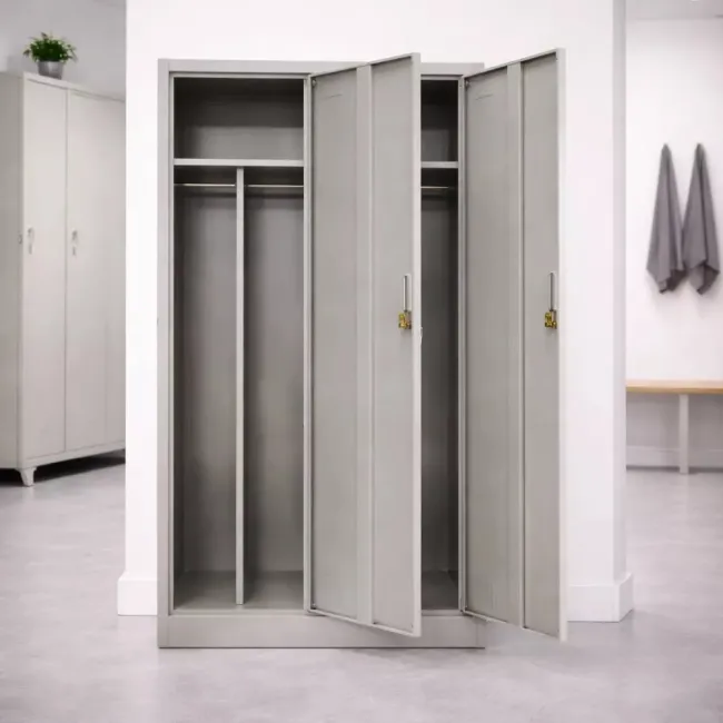 Vestiar metalic, 2 compartimente, bară umerașe, 800x450x1800mm, gri, A888 B4U