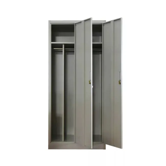 Vestiar metalic, 2 compartimente, bară umerașe, 800x450x1800mm, gri, A888 B4U