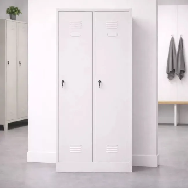 Vestiar metalic, 2 compartimente, bară umerașe, 800x450x1800mm, gri, A888 B4U
