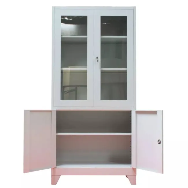 Dulap metalic de medicamente, 4 uși, 3 polițe, 35 kg/poliță, 760x380x1760mm, gri, C153 B4U