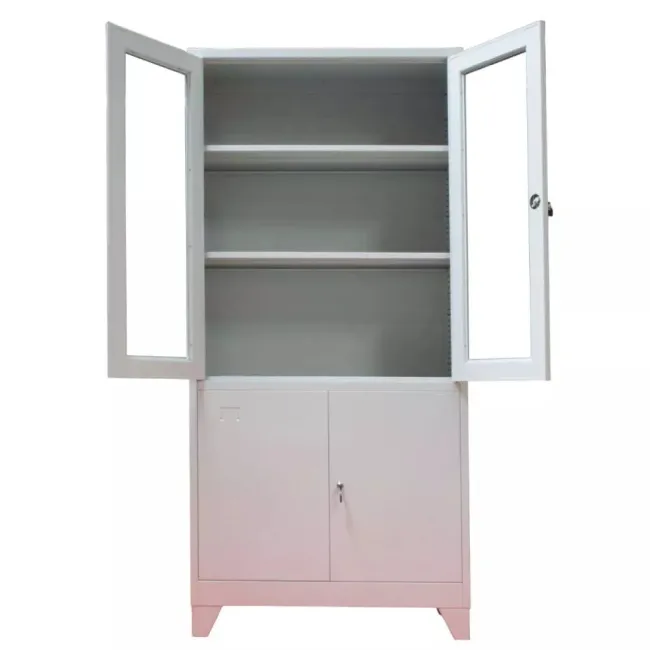 Dulap metalic de medicamente, 4 uși, 3 polițe, 35 kg/poliță, 760x380x1760mm, gri, C153 B4U