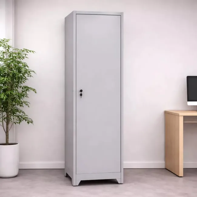 Fișet metalic, 1 ușă, 4 polițe, 35 kg/poliță, 500x350x1800mm, gri, B128 B4U