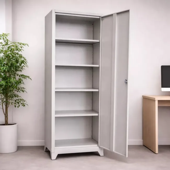 Fișet metalic, 1 ușă, 4 polițe, 35 kg/poliță, 500x350x1800mm, gri, B128 B4U