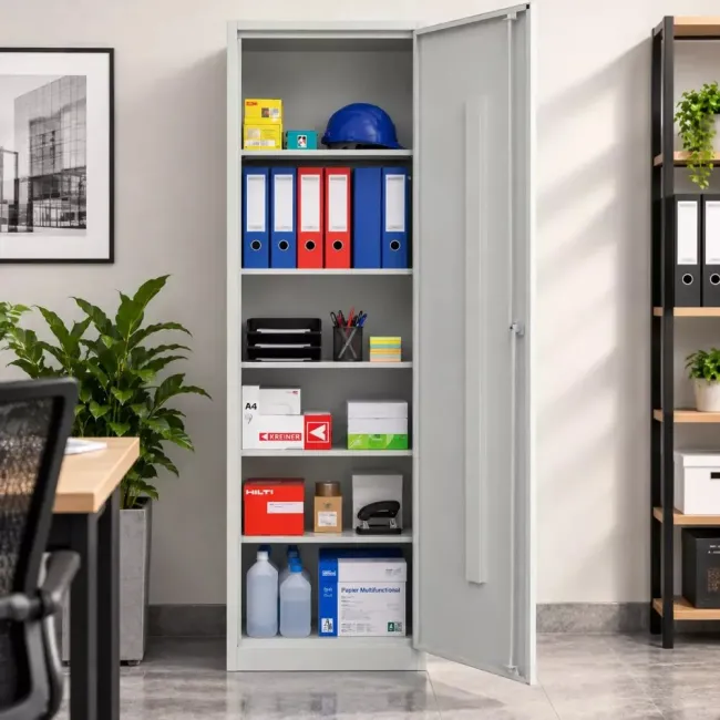 Fișet metalic 1 ușă 4 polițe 35kg/poliță 500X350X1800 B128 MONTAT