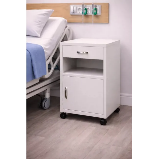 Noptieră metalică spital 450x430x800 mm MONTAT