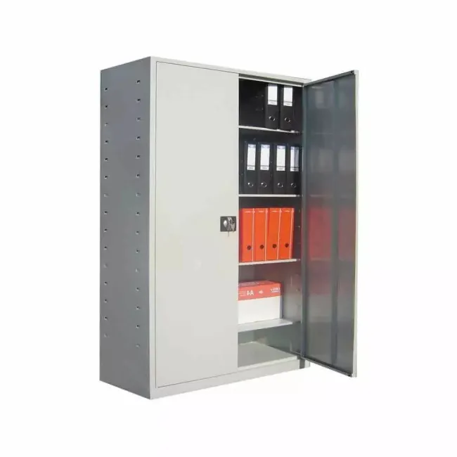 Fișet metalic, 2 uși, 4 polițe, 40 kg/poliță, 900x400x1800mm, gri, A177/9 B4U