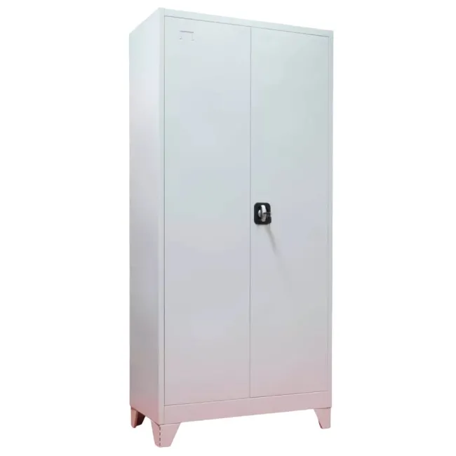 Fișet metalic, 2 uși, 4 polițe, 40 kg/poliță, 900x400x1800mm, cu picioare, gri, A177/9 B4U