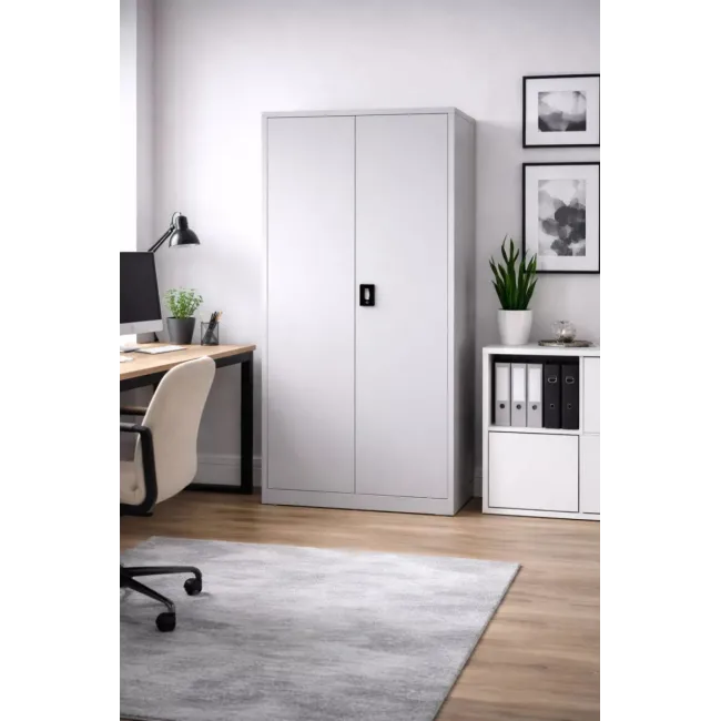 Fișet metalic cu 2 uși casetă și 4 polițe 35kg/poliță 900x400x1900mm cu picioare
