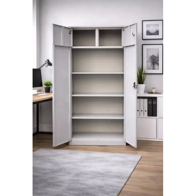 Fișet metalic cu 2 uși casetă și 4 polițe 35kg/poliță 900x400x1900mm cu picioare