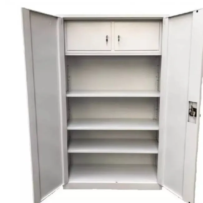 Fișet metalic, 2 uși, 3 polițe, 40 kg/poliță, 900x400x1800mm, cu picioare, gri, A180/6 B4U