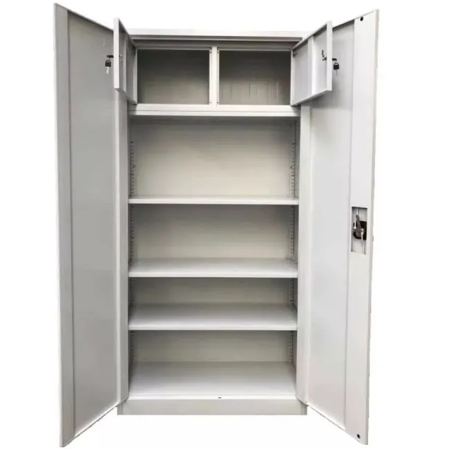 Fișet metalic, 2 uși, 3 polițe, 40 kg/poliță, 900x400x1800mm, cu picioare, gri, A180/6 B4U