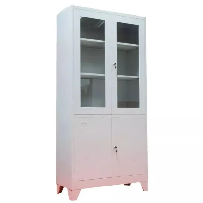 Dulap metalic de medicamente, 4 uși, 3 polițe, 35 kg/poliță, 900x400x1900mm, gri, C151 B4U, la palet