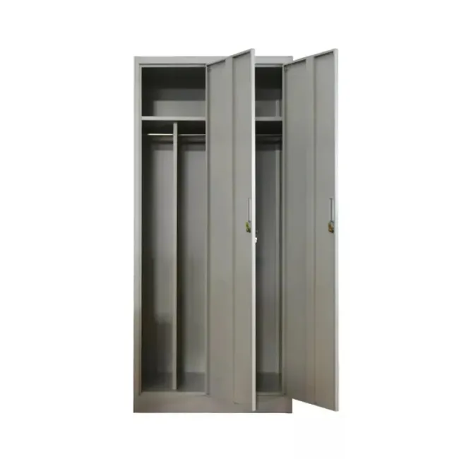 Vestiar metalic, 2 compartimente, bară umerașe, 800x450x1800mm, gri, A888 B4U, la palet