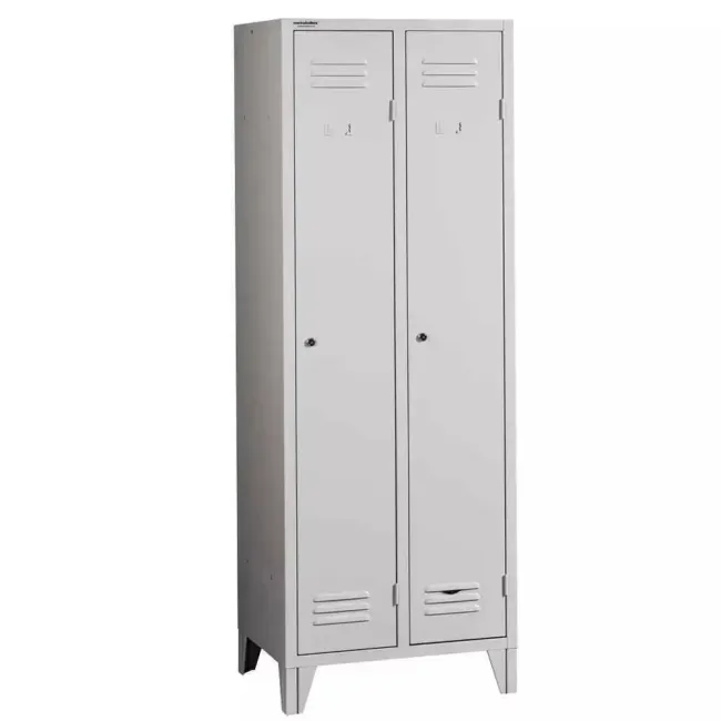 Vestiar metalic, 2 compartimente, cu picioare, bară umerașe, 800x450x1800mm, gri, A888 B4U, la palet