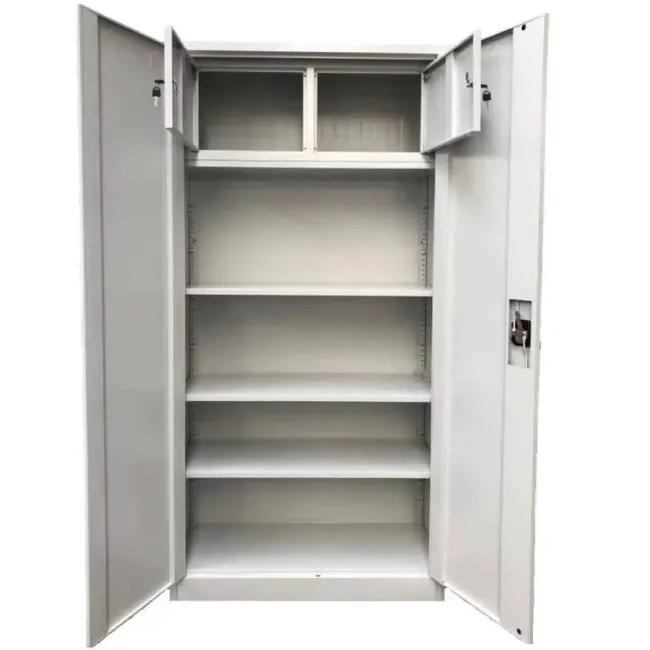 Fișet metalic, 2 uși, 3 polițe, 40 kg/poliță, 900x400x1800mm, cu picioare, gri, A180/6 B4U, la palet