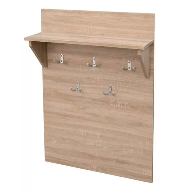 Cuier PAL de perete cu 10 agățători stejar sonoma, 700 x 215 x 1000 mm