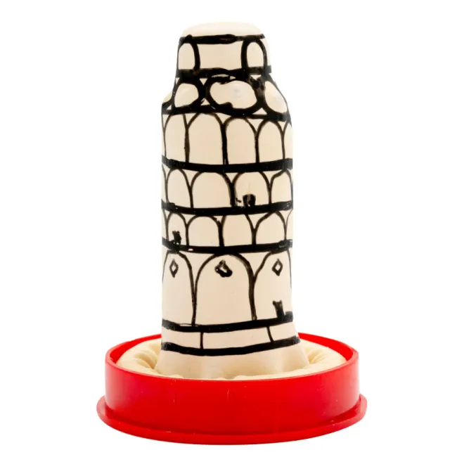 Prezervativ decorativ pictat manual Condomerie – Turnul din Pisa