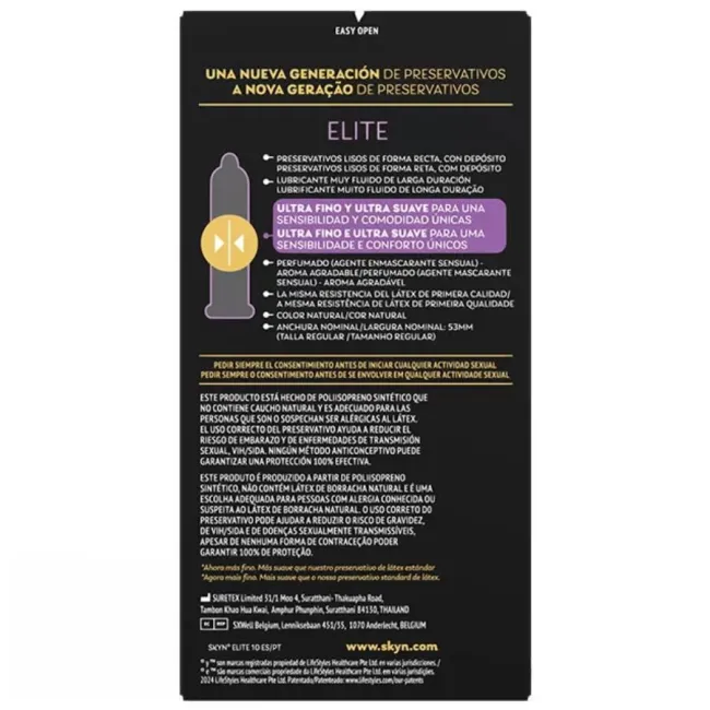 Prezervative SKYN Elite Ultra-Thin fără latex, 10 buc