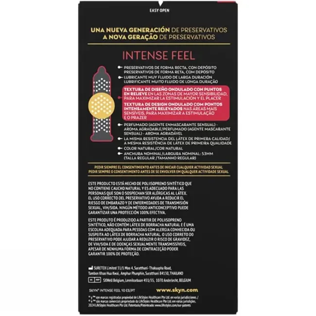 Prezervative SKYN Intense Feel cu textură ondulată, 10 buc
