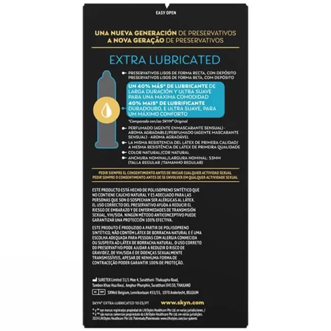 Prezervative SKYN Extra Lubricated fără latex, 10 bucăți
