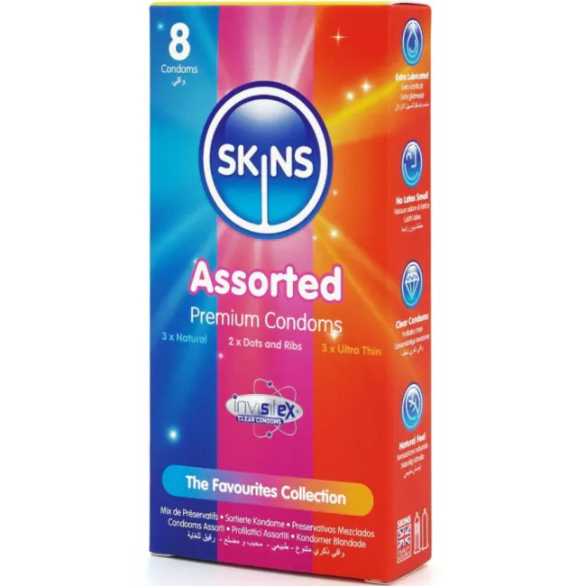Prezervative SKINS Assorted Premium – Set 8 bucăți cu varietate