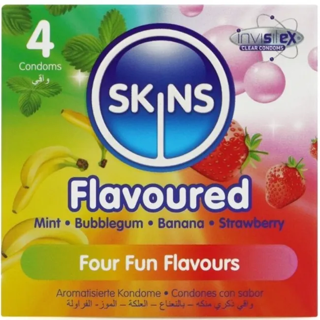 Prezervative Skins Multi Flavors Premium – 4 arome, set 4 bucăți
