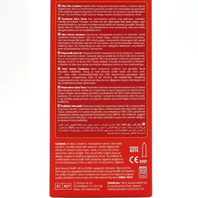 Prezervative Skins Ultra Thin – extra subțiri, 16 bucăți