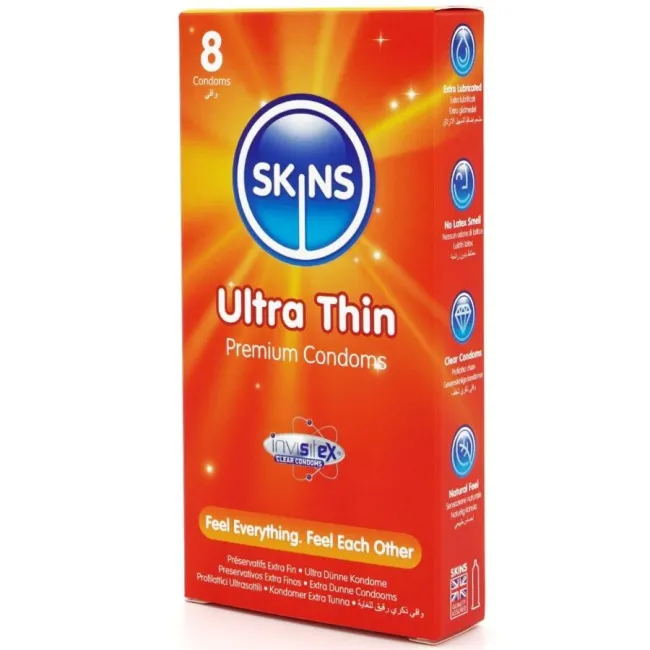 Prezervative Ultra Subțiri Skins Ultra Thin — pachet 8 bucăți