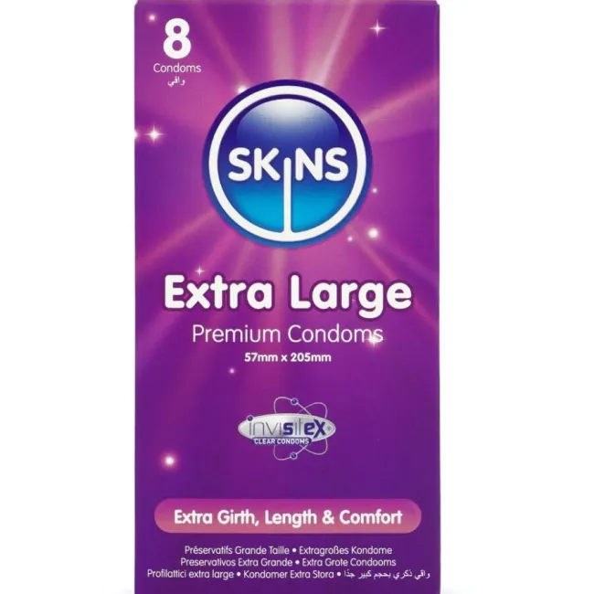 Prezervative Skins Extra Large – 57 mm, set 8 bucăți