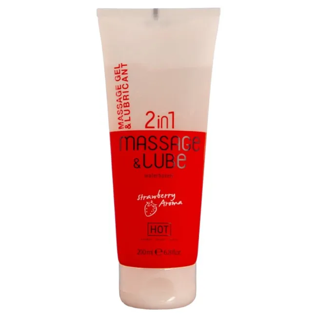 Gel 2în1 Masaj & Lubrifiant HOT cu Aromă de Căpșuni 200 ml