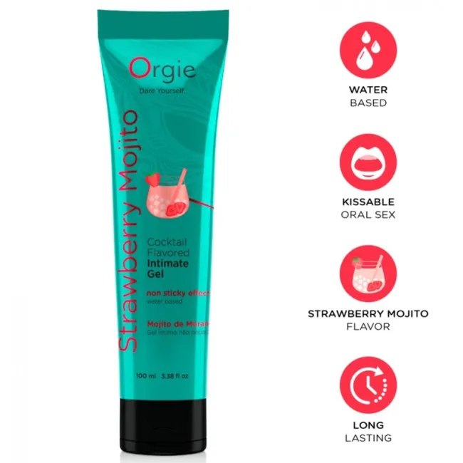 Lubrifiant intim pe bază de apă Orgie Lube Tube Cocktail Strawberry Mojito – 100 ml