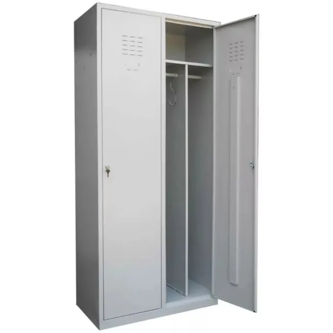 Vestiar metalic, 2 compartimente, bară umerașe, 800x450x1800mm, gri, A888 B4U, montat