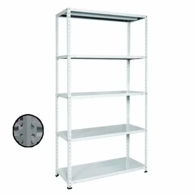 Raft metalic GRI cu 5 polițe 270x100x50 cm 180 kg /poliță montaj montaj prin clipsare B4U