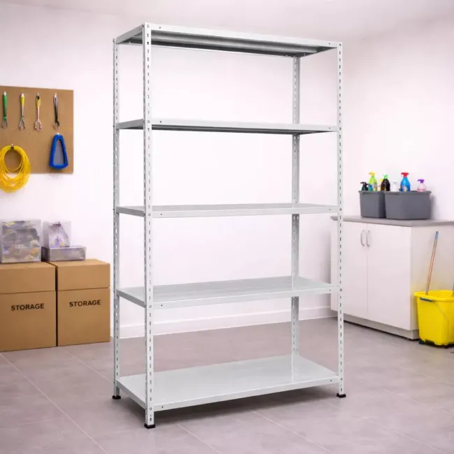 Raft metalic GRI cu 5 polițe 250x100x60cm 180 kg /poliță montaj montaj prin clipsare B4U